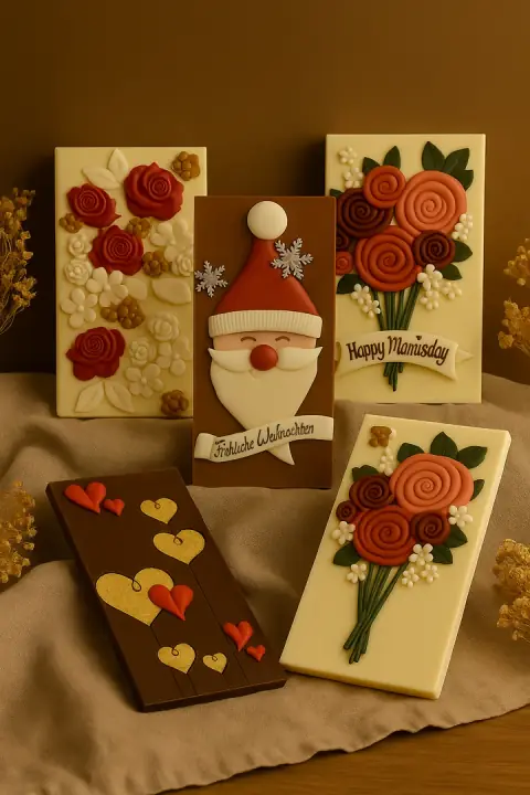 Cartoline di cioccolato artigianali - Süessi Grüessli - 2 Cartoline di cioccolato artigianali - Süessi Grüessli - 2