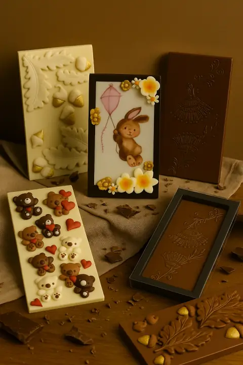 Cartoline di cioccolato artigianali - Süessi Grüessli - 4 Cartoline di cioccolato artigianali - Süessi Grüessli - 4